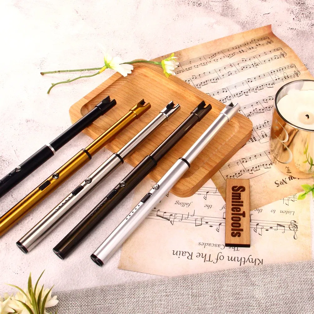 2023 Luxury Custom Logo Electric and Gas Arc BBQ Cigarettes Lighter USB Rechargeable Candle Lighters for Home