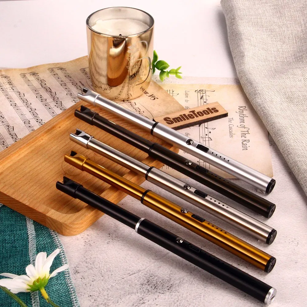 2023 Luxury Custom Logo Electric and Gas Arc BBQ Cigarettes Lighter USB Rechargeable Candle Lighters for Home