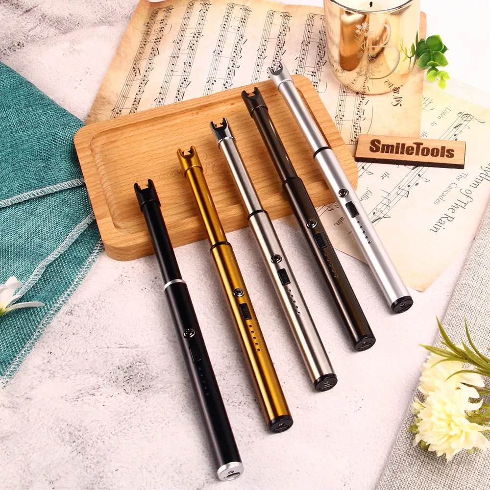 2023 Luxury Custom Logo Electric and Gas Arc BBQ Cigarettes Lighter USB Rechargeable Candle Lighters for Home