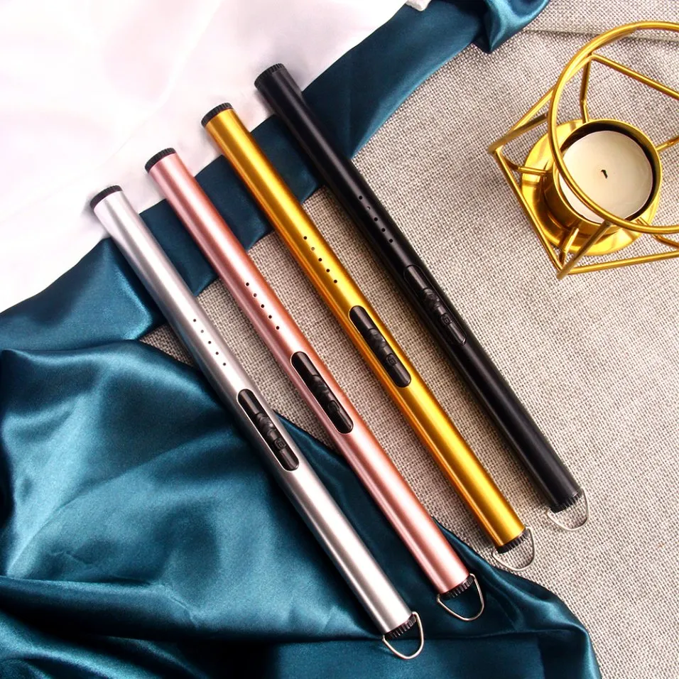 Custom Logo Candle Lighter Electronic Arc USB Rechargeable Lighter for Candle Cigarette Kitchen