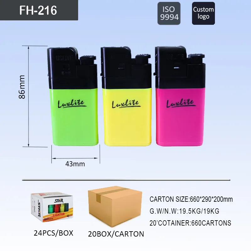 Custom Mini Disposable Flint Flame Lighter Refillable Plastic with Logo Packing for Kitchen Candle BBQ or Giveaways