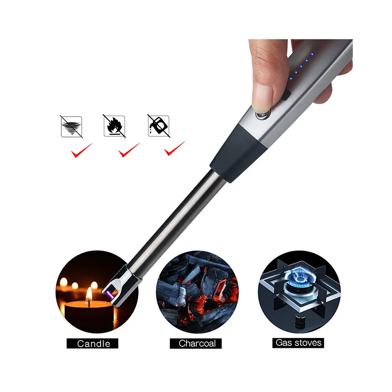 Gas Kitchen USB Long Arc Custom Logo Lighters Tech Torch Hunan Jet Candl Mini Small Fire Pulse Lovisle New BBQ Lighter