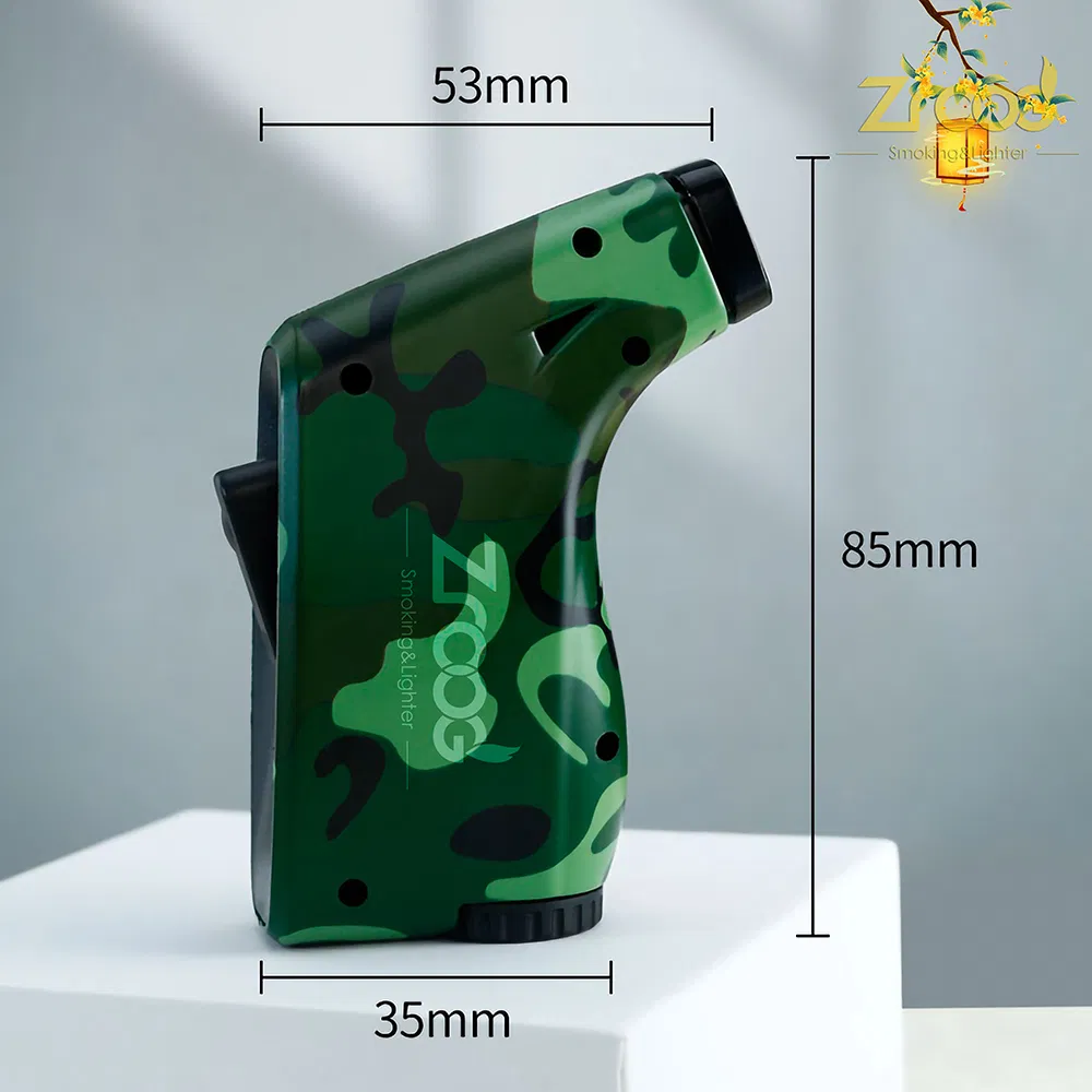 New Design Custom Cigar Lighter Butane Gas Torch Blue Flame Single Straight Windproof Lighter